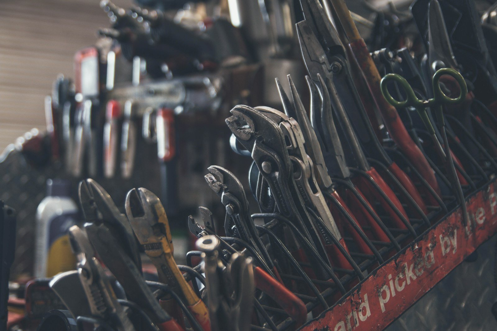 Professional mechanic tool wall at the Quality Truck Repair Inc. shop in Bloomington, CA